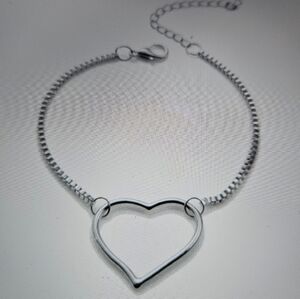 Heart Open Heart Outline Link Bracelet in Silver — Women's Jewelry NEW NWT